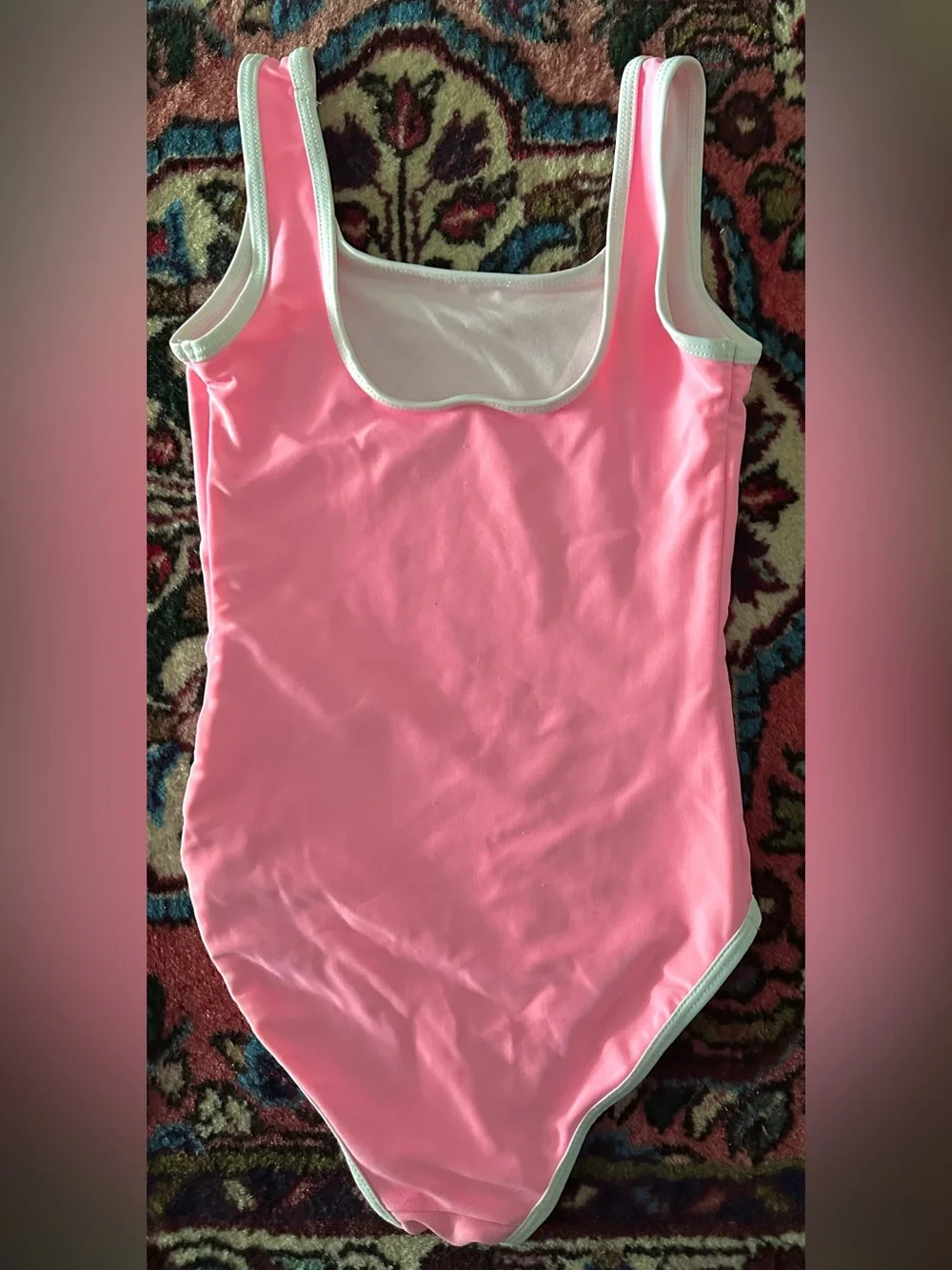 Old Navy Pink One-Piece Swimsuit with Orange Graphic Stay Cool